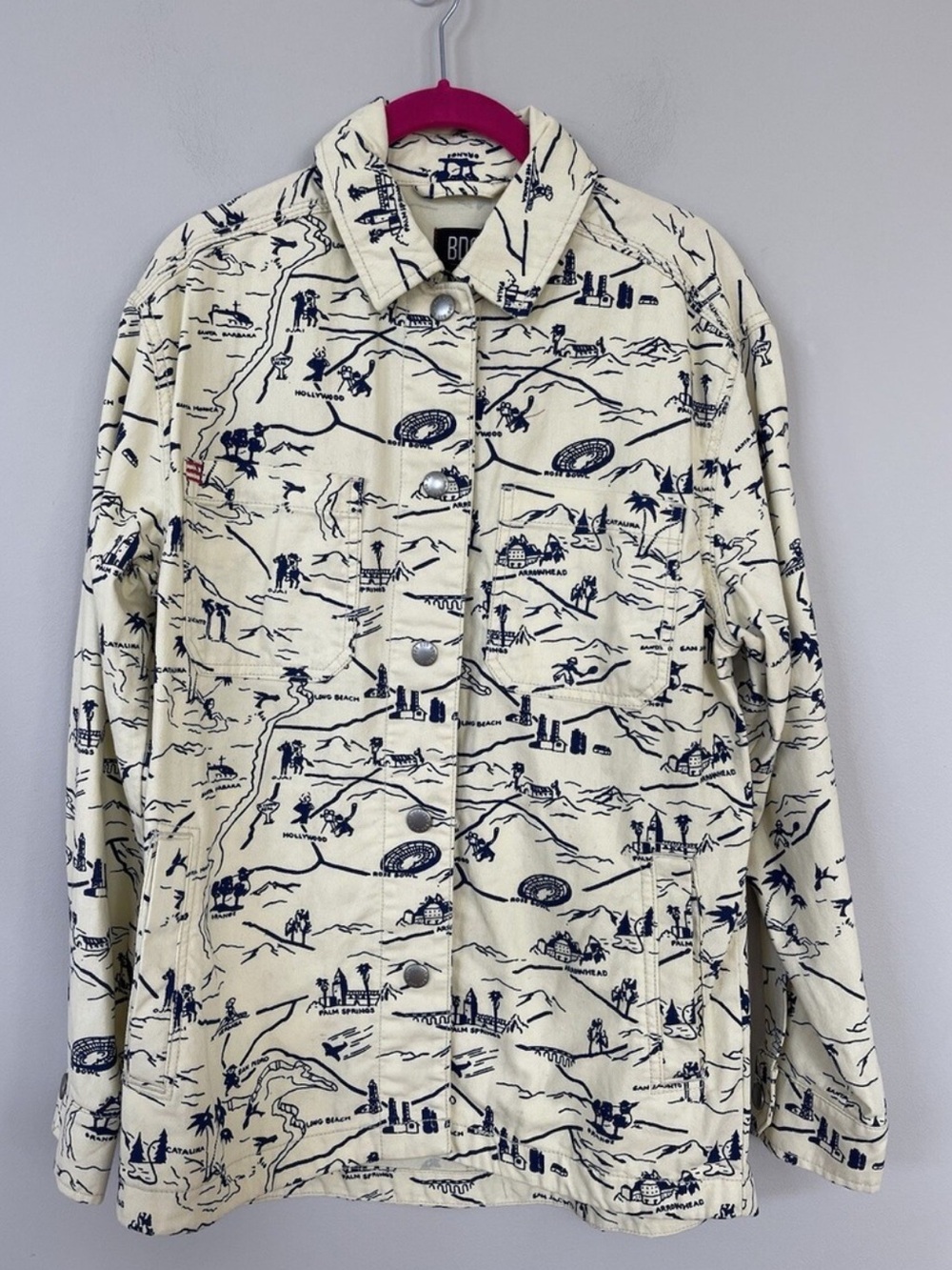 BDG Cream Jacket with Navy Map Print